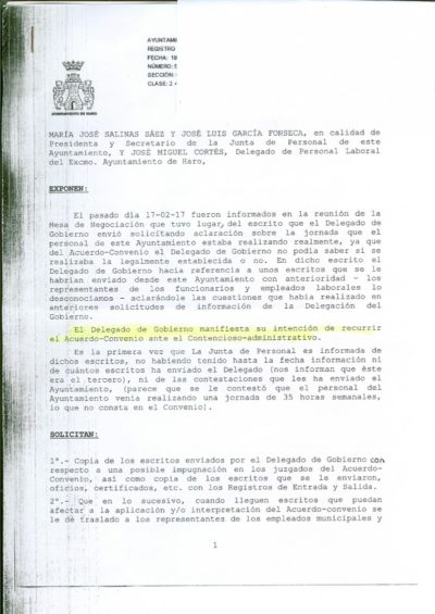 Documento Junta de Personal
