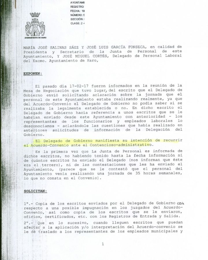 Documento Junta de Personal