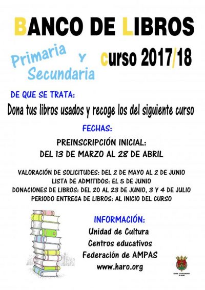 cartel banco de libros, preinscripcion
